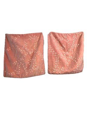 2 Sferra 1891 Velvet Cotton  Decorative Pillow Slip Cover Salmon Peach